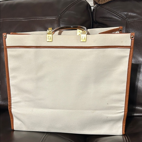 Elegant Cream and Brown Women’s Tote Bag - Picture 3 of 5